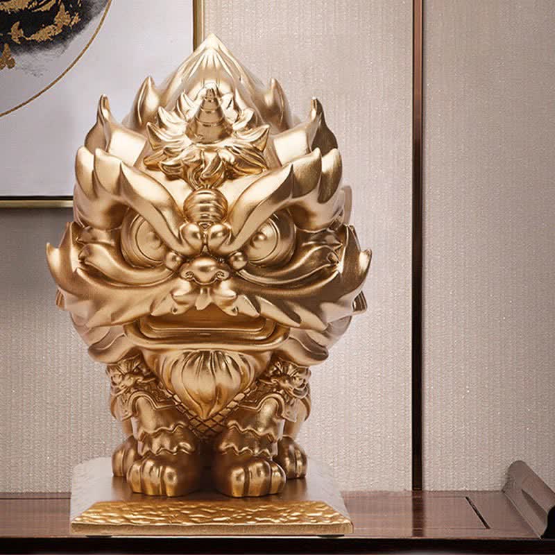 Buddha Stones Lwa Statua Siła Żywica Dekoracja Domu Biuro