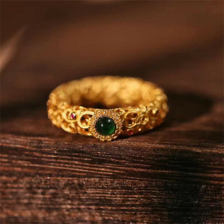 Pierścionek z Buddha Stones 925 ze srebra próby 925 i cyjanowego jadeitu
