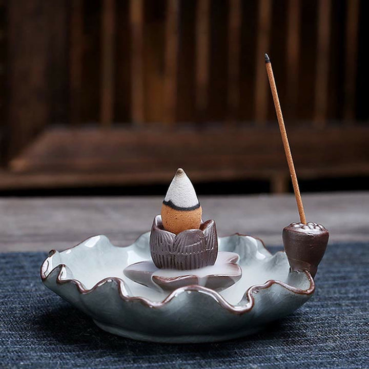 Ceramiczny palnik kadzideł Spiritual Backflow Lotus Plum Blossom Square