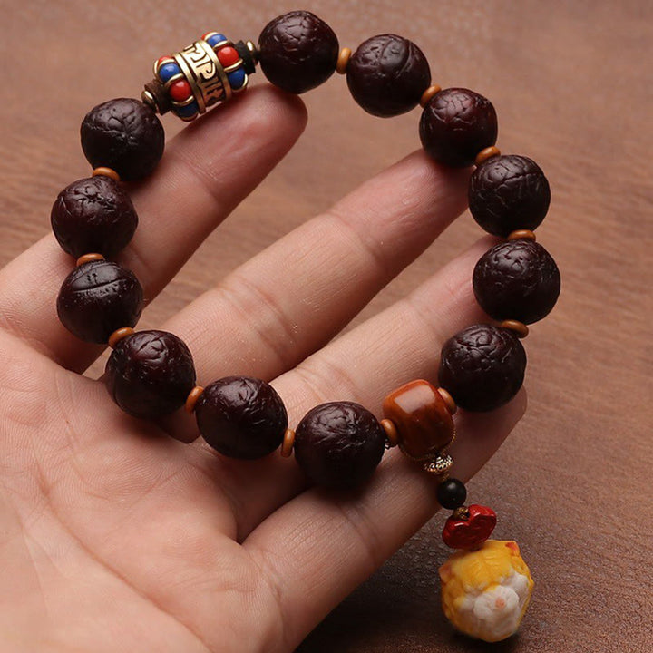 Buddha Stones Tybetańskie Nasiona Bodhi Agat Koralik Szczęście Bogactwo Tassel Charm Nadgarstek Mala