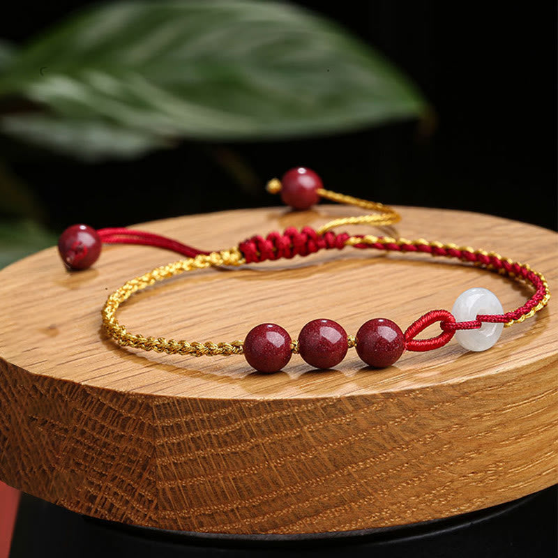Bransoletka z zapięciem Peace Buckle z Buddha Stones Natural Cinnabar Jade