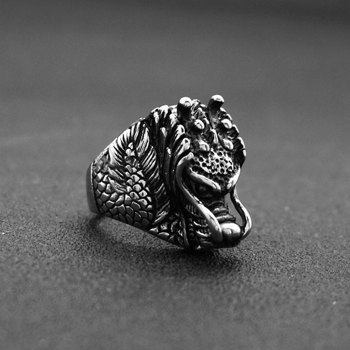 Pierścień Dragon Balance ze stali tytanowej