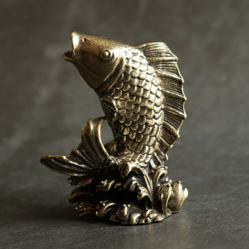 Buddha Stones Ręcznie Robione Małe Ryby Koi Miedź Bogactwo Dekoracja Domu - image 1