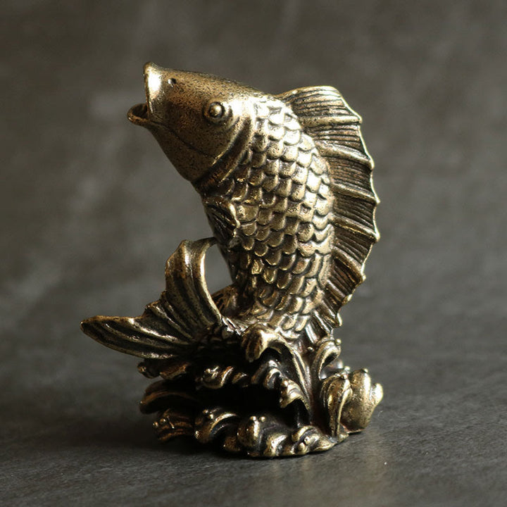 Buddha Stones Ręcznie Robione Małe Ryby Koi Miedź Bogactwo Dekoracja Domu