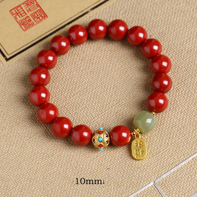 Bransoletka z Buddha Stones Cinnabar Green Aventurine Fortune Protection Charm