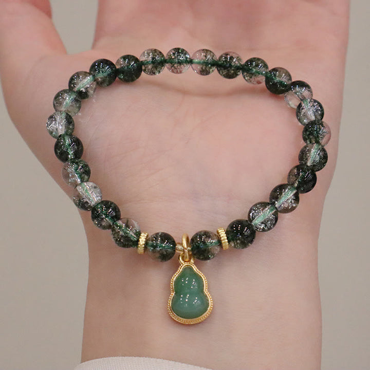 Bransoletka Buddha Stones Natural Green Phantom Confidence Gourd Budda Charm