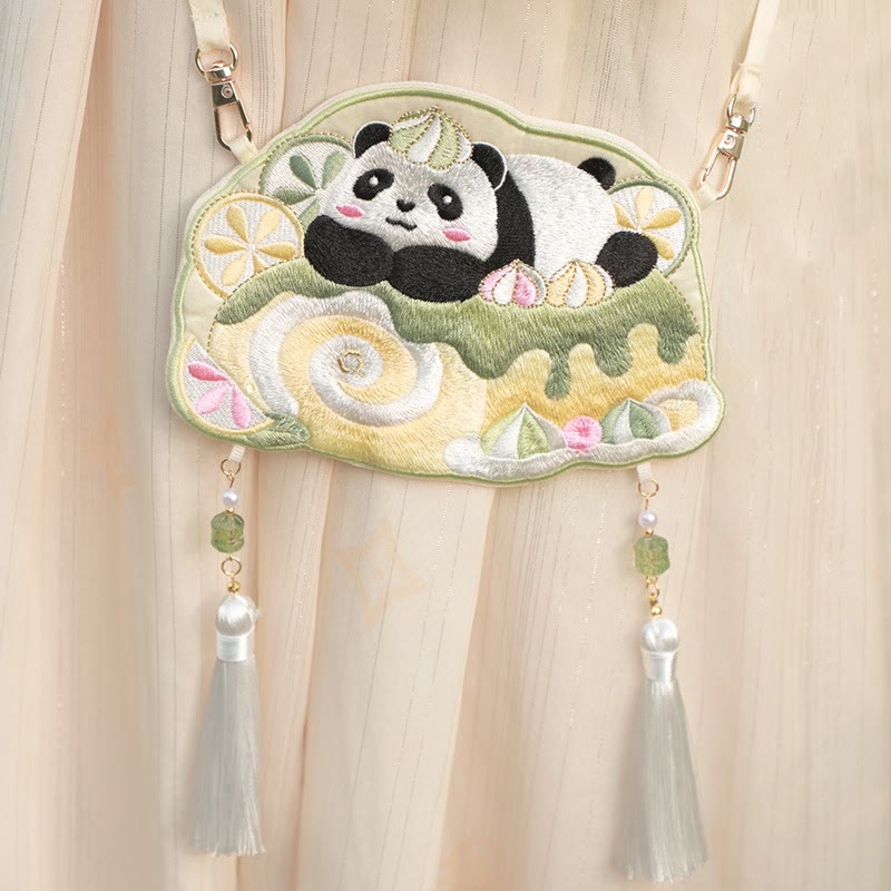 Haft Buddha Stones Szczęśliwa Panda Kot Shiba Inu Jeleń Królik Lis Kwiat Urocze Zwierzę Hanfu Torba Torebka Crossbody Torba Na Ramię