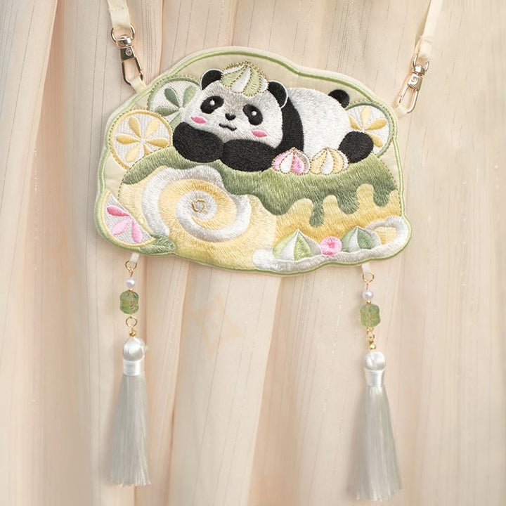 Haft Buddha Stones Szczęśliwa Panda Kot Shiba Inu Jeleń Królik Lis Kwiat Urocze Zwierzę Hanfu Torba Torebka Crossbody Torba Na Ramię
