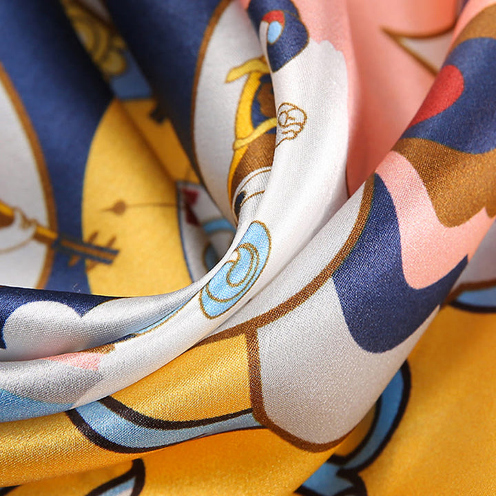 Buddha Stones Scena pasterska Balon na gorące powietrze Wiosenne kwiaty 100% jedwabiu morwowego Chusta na szyję - image 20