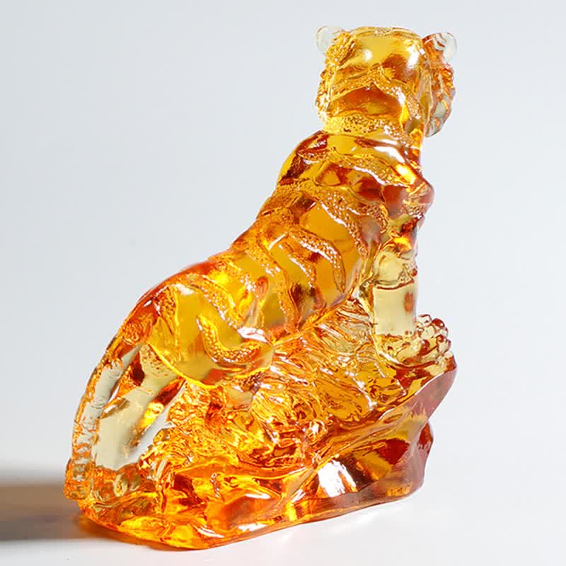 Ręcznie robiony Liuli Crystal Tiger Art Piece Ochrona Dekoracja Domu