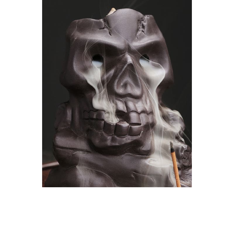 Buddha Stones Halloween Czaszka Głowa Fioletowa Glina Uzdrawiająca Kadzielnica Dekoracja
