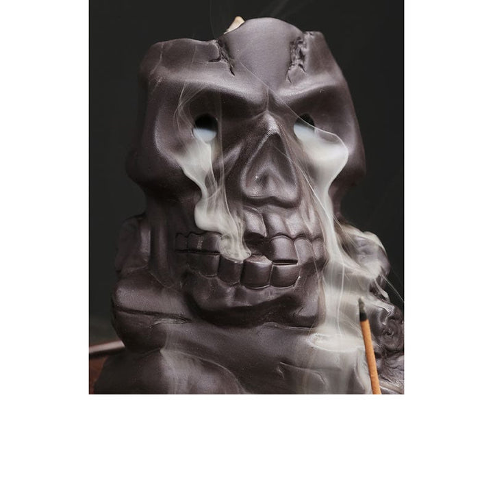 Buddha Stones Halloween Czaszka Głowa Fioletowa Glina Uzdrawiająca Kadzielnica Dekoracja