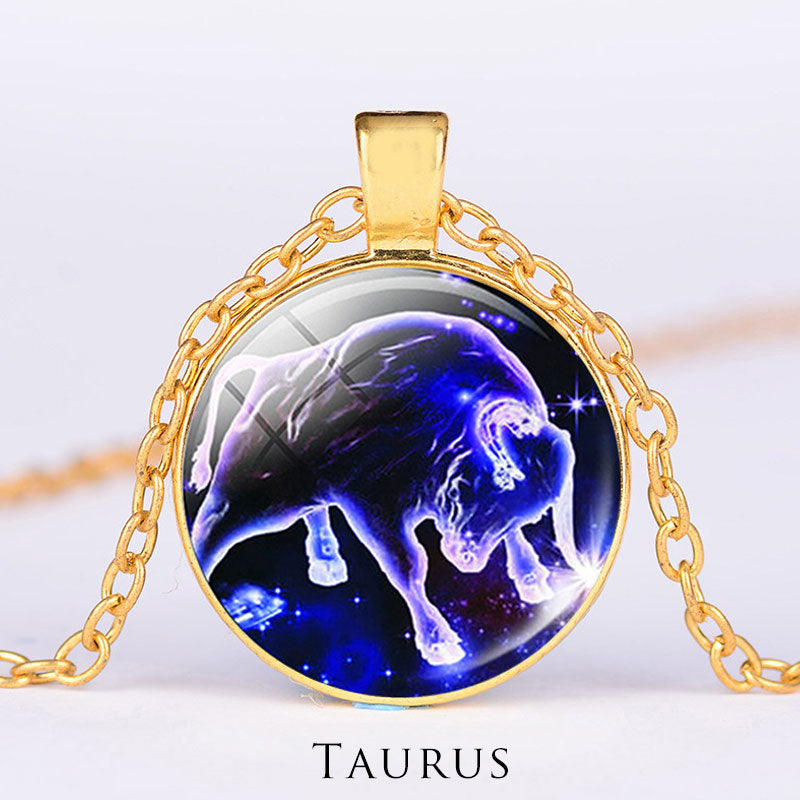 12 konstelacji zodiaku Księżyc Gwiaździste niebo Ochrona Błogosławieństwo Naszyjnik Wisiorek