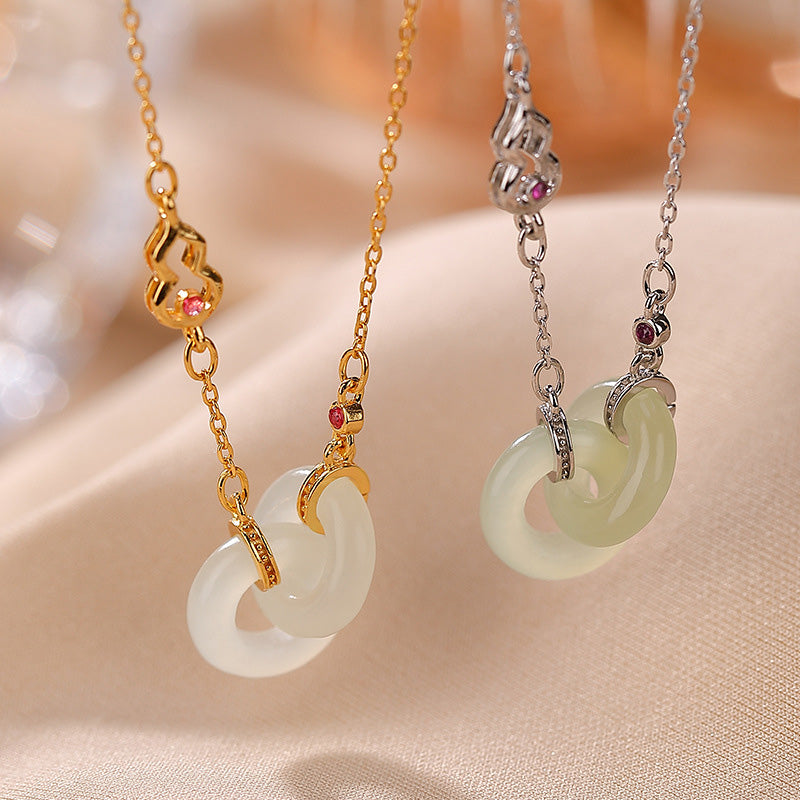 Buddha Stones 925 Srebro Sterling Okrągły Jadeit Szczęście Dobrobyt Naszyjnik Łańcuszek Wisiorek - image 1