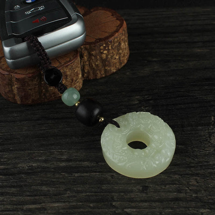 Buddha Stones PiXiu Jadeit Klamra Pokoju Obfitość Bogactwo Brelok