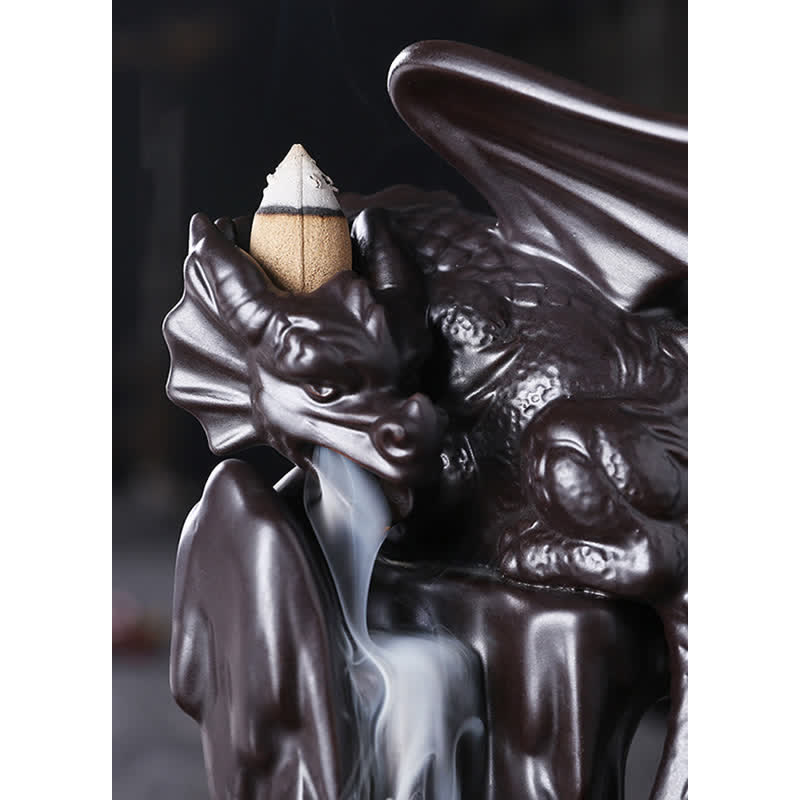 Nordic Dragon Ceramic Backflow Smoke Fountain Medytacja Uzdrawiająca Kadzielnica Dekoracja Kula Led