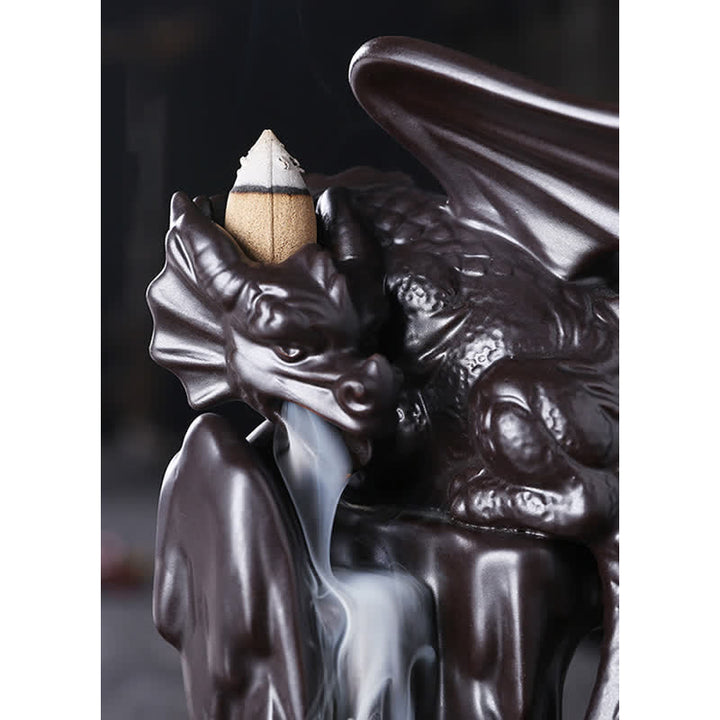 Nordic Dragon Ceramic Backflow Smoke Fountain Medytacja Uzdrawiająca Kadzielnica Dekoracja Kula Led