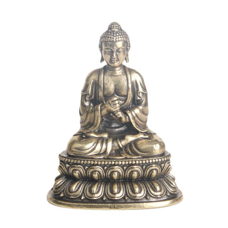 Tathagata Buddha Spokój Miedziana Statuetka Dekoracja - image 8