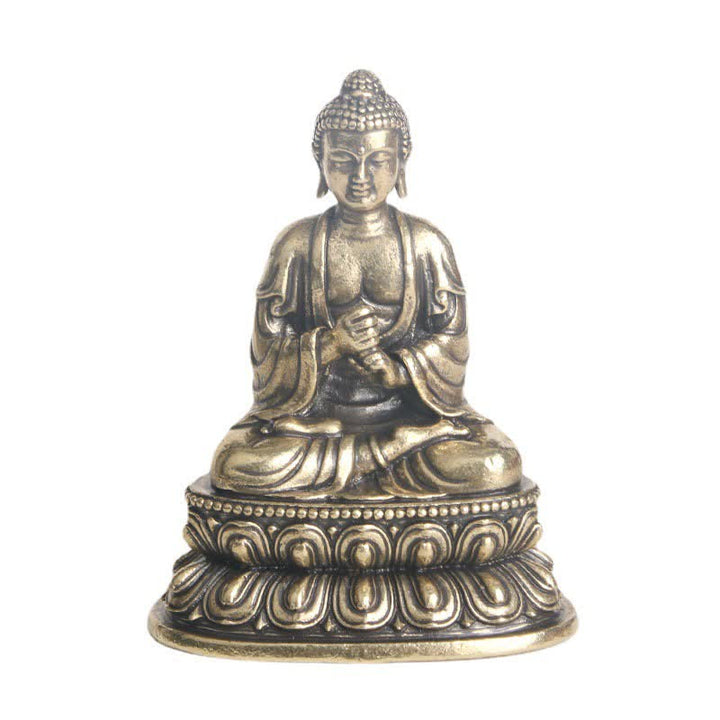 Tathagata Buddha Spokój Miedziana Statuetka Dekoracja - image 8
