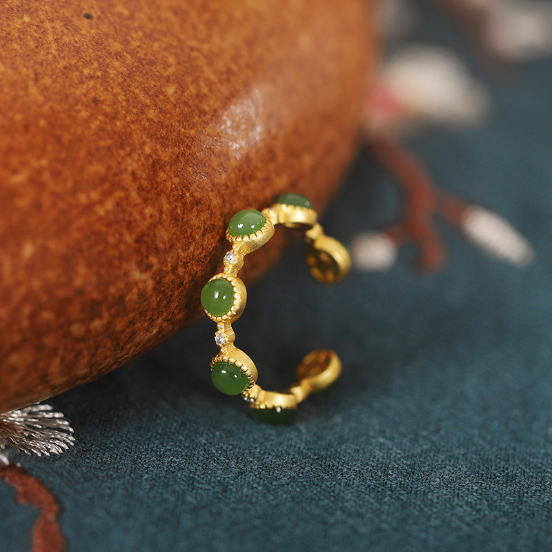 Pierścionek regulowany Buddha Stones Cyan Jade Healing Calm - image 8