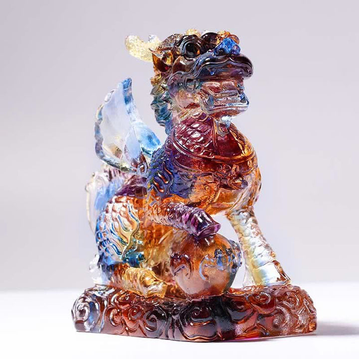 Feng Shui Kirin ręcznie robiony kryształowy element sztuki Liuli Fortune Home Office Decoration