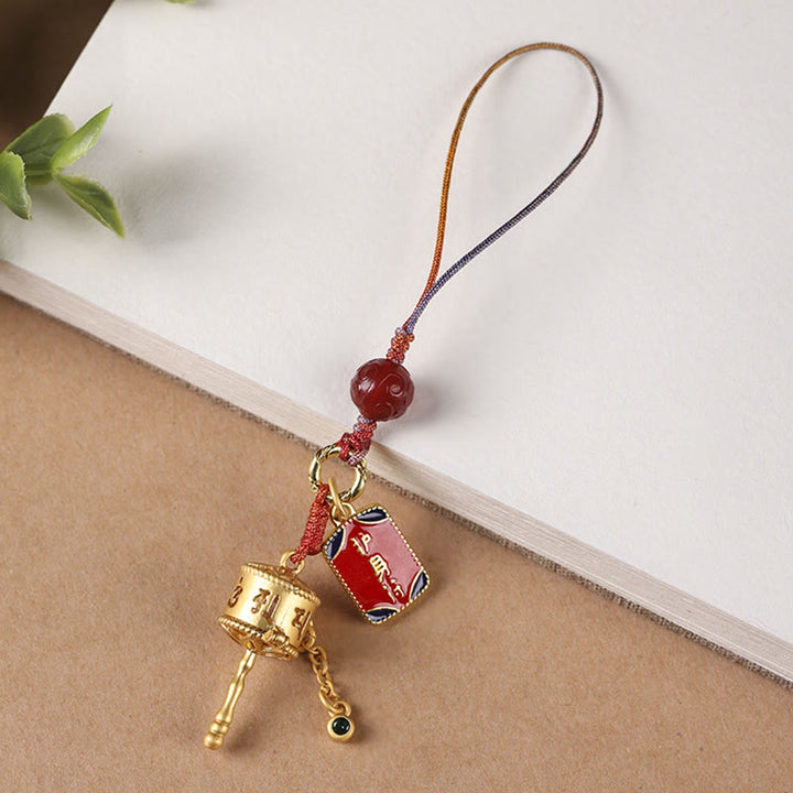 Buddha Stones Tybetańskie Om Mani Padme Hum Koło Modlitewne Amulet Urok Ochrona Telefon Wiszący Dekoracja