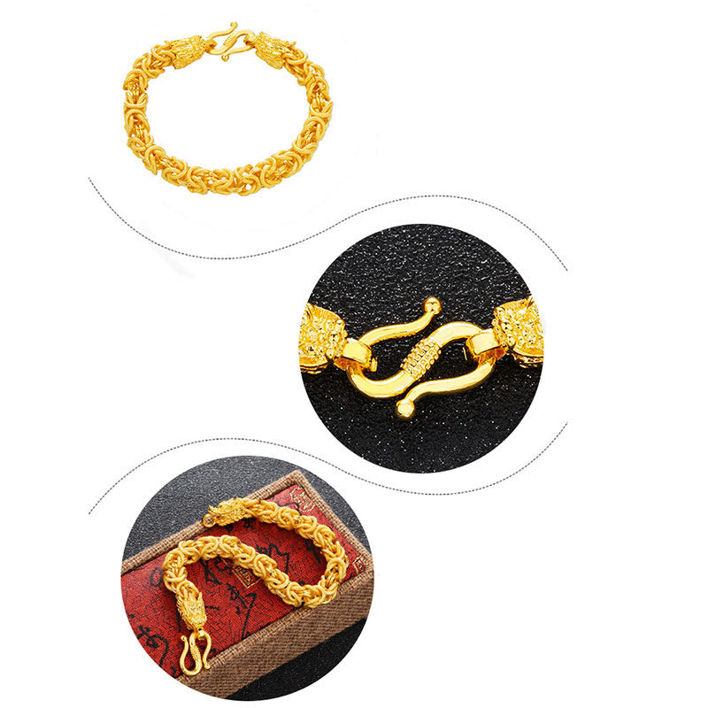 Bransoletka ochronna Buddha Stones 24k Gold Double Headed Dragon