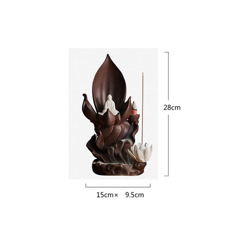 Buddha Stones Lotos Budda Awalokiteśwara Oświecenie Fioletowa Glina Kadzielnica Dekoracja
