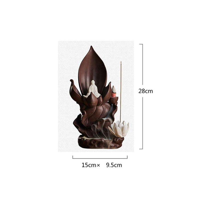 Buddha Stones Lotos Budda Awalokiteśwara Oświecenie Fioletowa Glina Kadzielnica Dekoracja