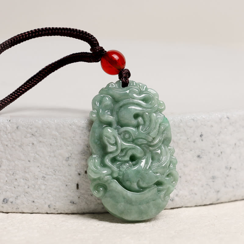 Buddha Stones Naturalny Jadeit 12 Chiński Zodiak Naszyjnik Wisiorek Dobrobytu - image 2