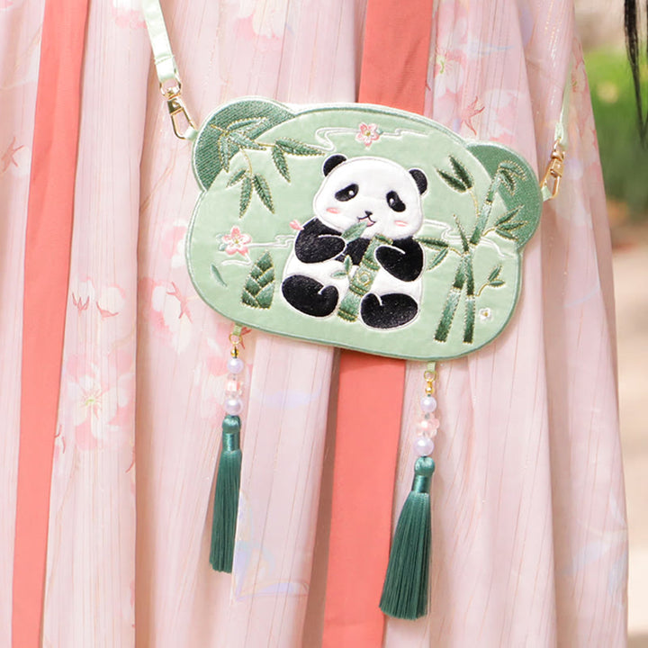 Haft Buddha Stones Szczęśliwa Panda Kot Shiba Inu Jeleń Królik Lis Kwiat Urocze Zwierzę Hanfu Torba Torebka Crossbody Torba Na Ramię