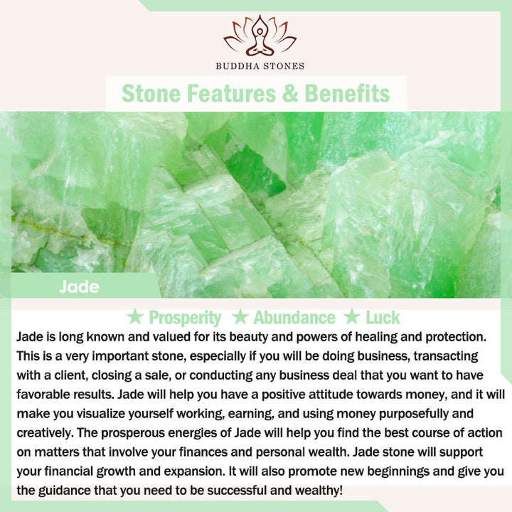 Pierścień szczęścia z jadeitu i Buddha Stones