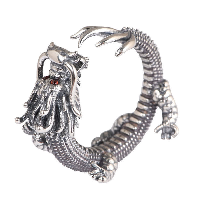 Pierścień ochronny Buddha Stones ze srebra próby 925 Dragon Luck - image 12