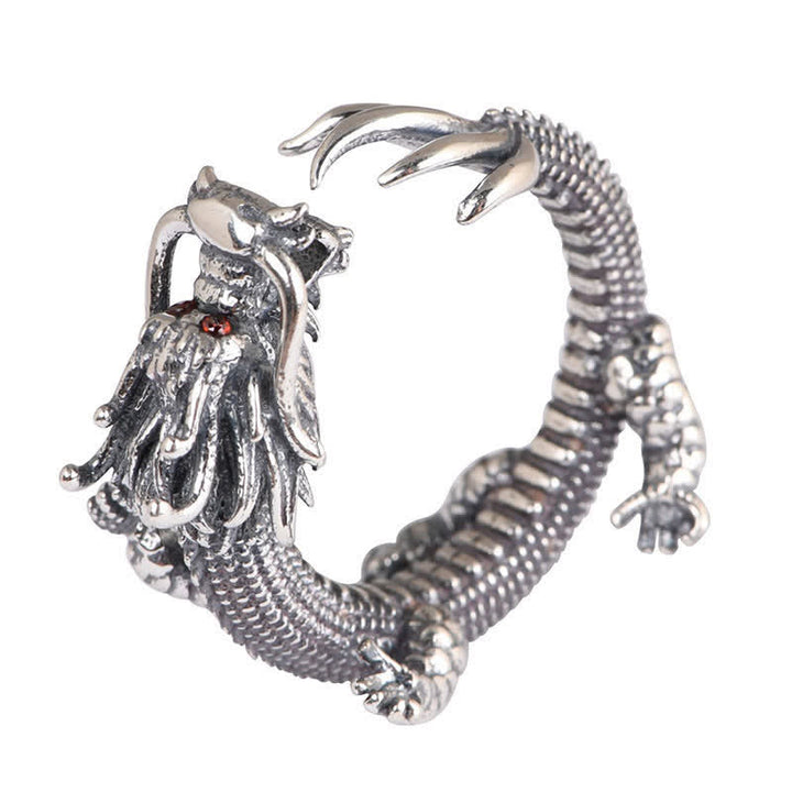 Pierścień ochronny Buddha Stones ze srebra próby 925 Dragon Luck - image 12