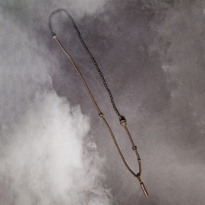 Bransoletka lecznicza wielowarstwowa z Buddha Stones, zabytkową lawą, mosiądzem i miedzią - image 7