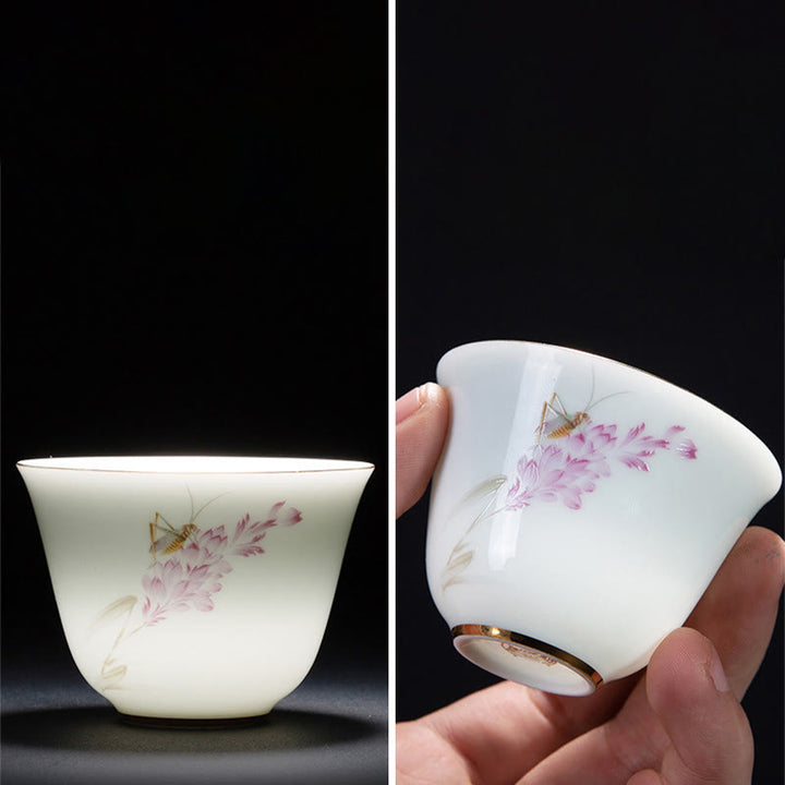 Buddha Stones Kolorowe Kwiaty Orchidea Fale Morskie Niebiesko-Biała Porcelana Ceramiczna Filiżanka Do Herbaty Kung Fu