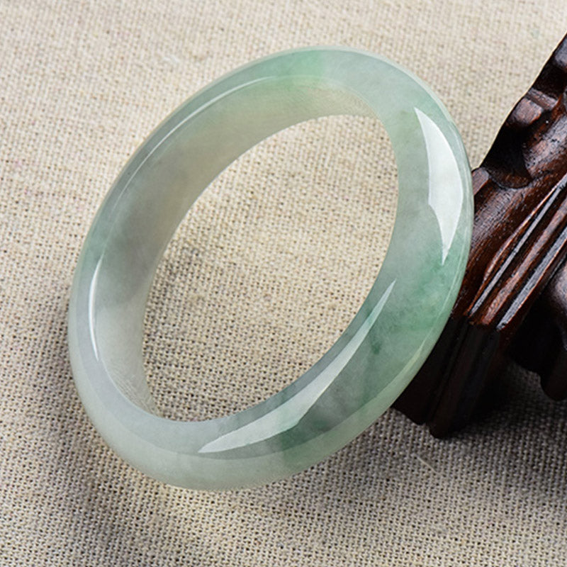 Naturalna bransoletka z jadeitu, uzdrawiająca, zapewniająca szczęście i dobrobyt - 64 mm Naturalny Jadeit (Kolor może się różnić) - image 0