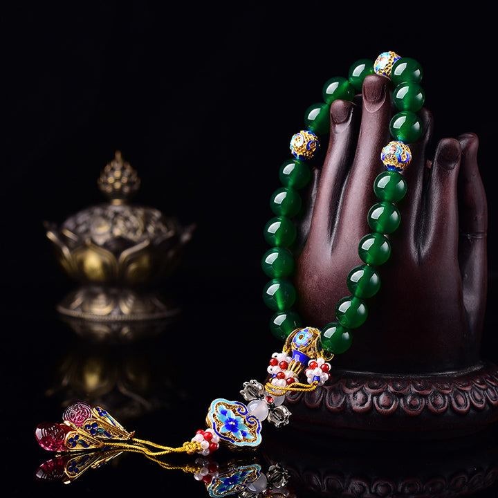 Buddha Stones Naturalny Zielony Agat Mala Nadgarstek Sukces Urok Kieszonkowa Mala Dekoracja Samochodu
