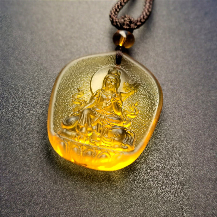 Buddha Stones Chiński Zodiak Natal Budda Błogosławieństwo Liuli Kryształ Współczucia Naszyjnik Wisiorek - Smok/Wąż-Samantabhadra Bodhisattwa (Rozmiar wisiorka: około 4,5*3,8*1 cm) - image 5