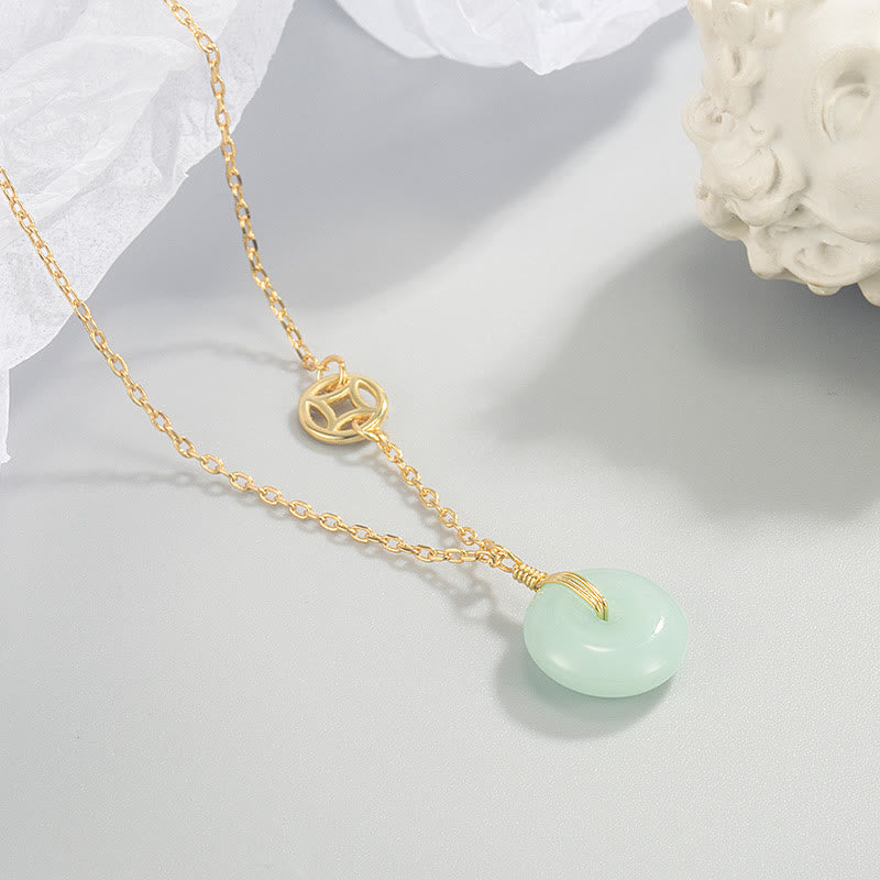 Buddha Stones Jade Fu Charakter Miedziana Moneta Pokój Klamra Obfitość Naszyjnik Wisiorek