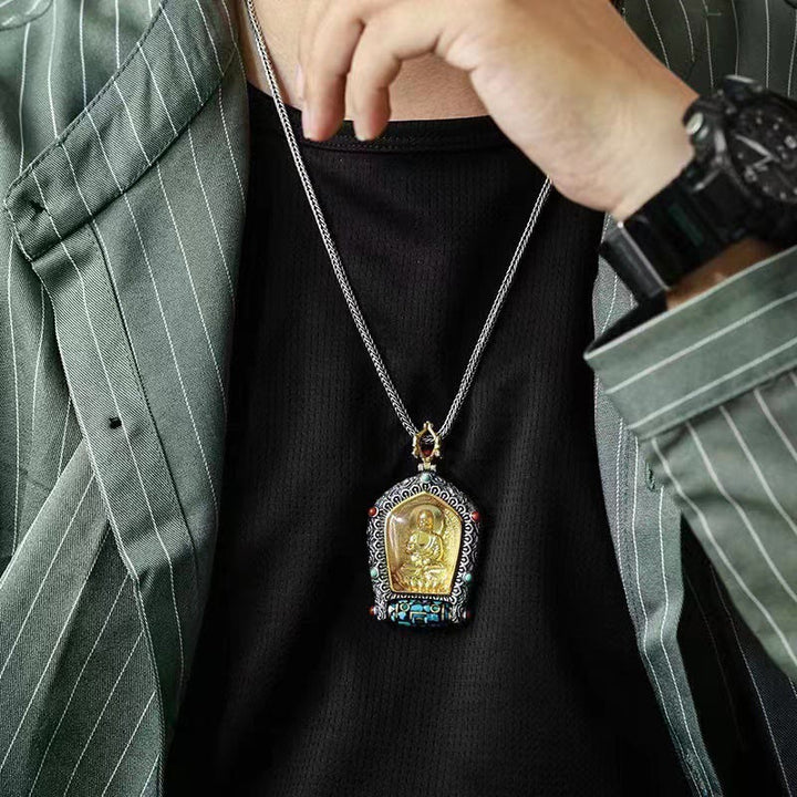 Tybetański chiński zodiak natalny budda thangka dobrobyt obrotowy naszyjnik z koralików dzi wisior - image 10