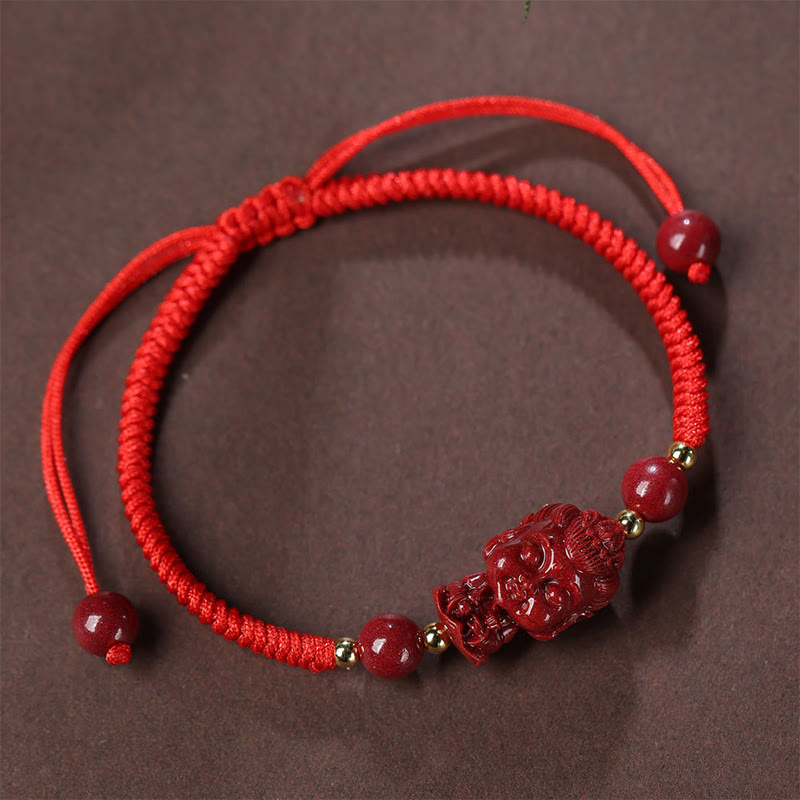 Buddha Stones Chiński Zodiak Natal Budda Cynober Amulet Błogosławieństwo Bransoletka Sznurkowa