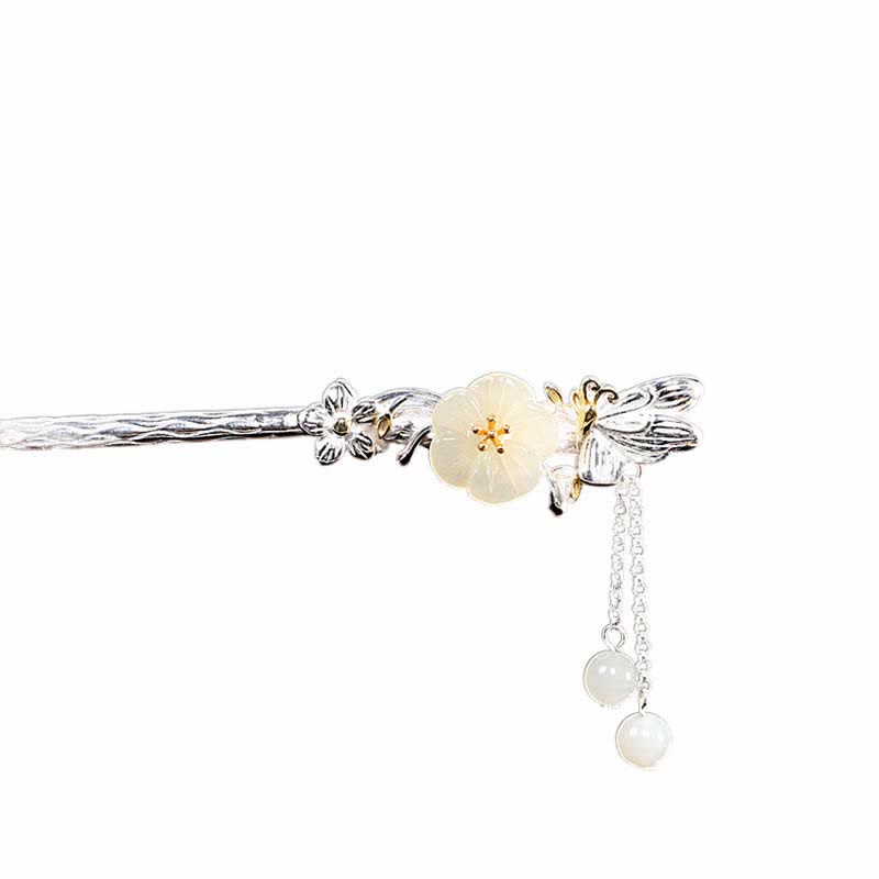 Spinka do włosów z kwiatem błogosławieństwa wykonana ze srebra próby 925 Hetian White Jade - image 18