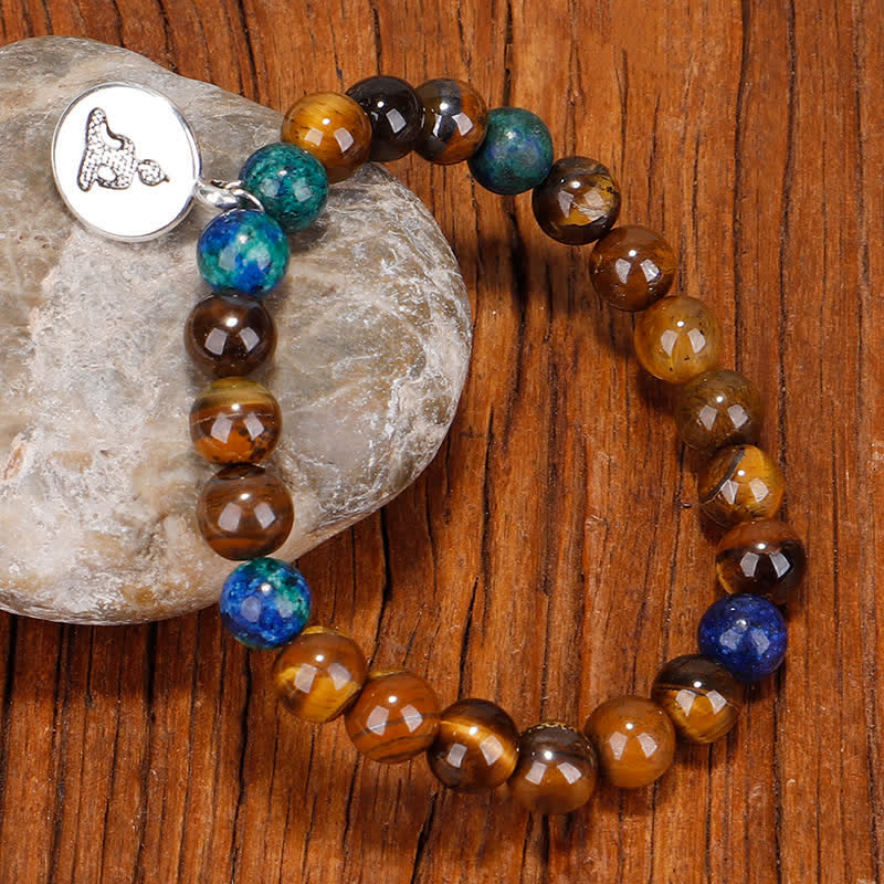 Buddha Stones 108 Mala Koraliki Tygrysie Oko Budda Siła Bransoletka Naszyjnik Wisiorek
