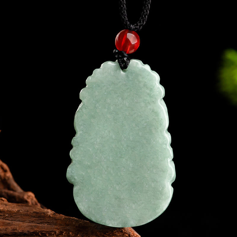Buddha Stones Naturalny Zielony Jadeit 12 Chiński Zodiak Szczęście Dobrobyt Naszyjnik Wisiorek