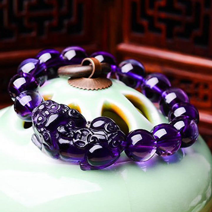 Buddha Stones Feng Shui Ametyst Fortuna Bransoletka Bogactwo