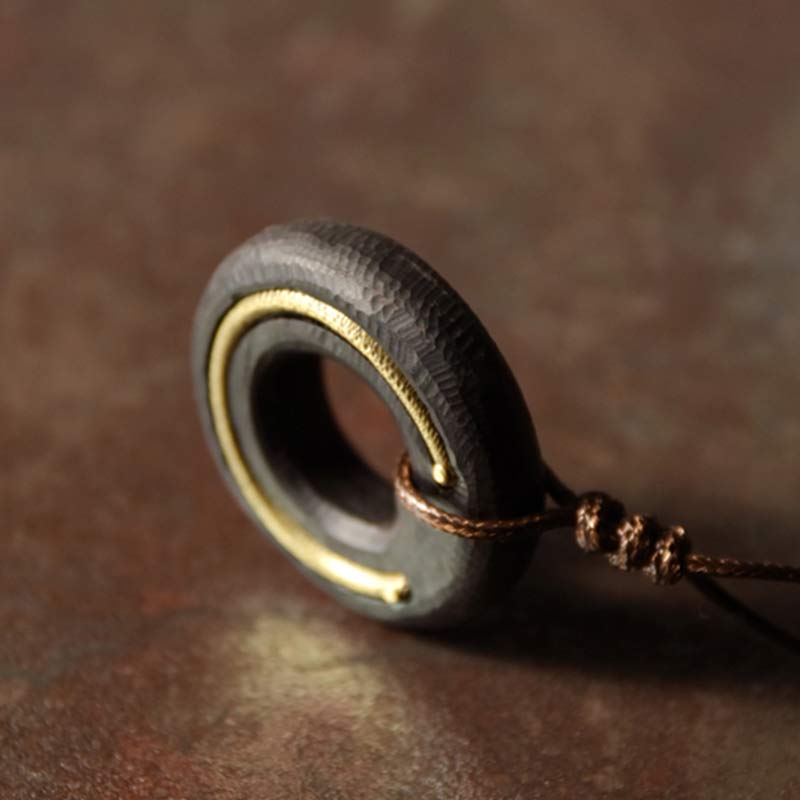 Buddha Stones Zen Circle Ebony Wood Peace Calm Naszyjnik Wisiorek - image 18