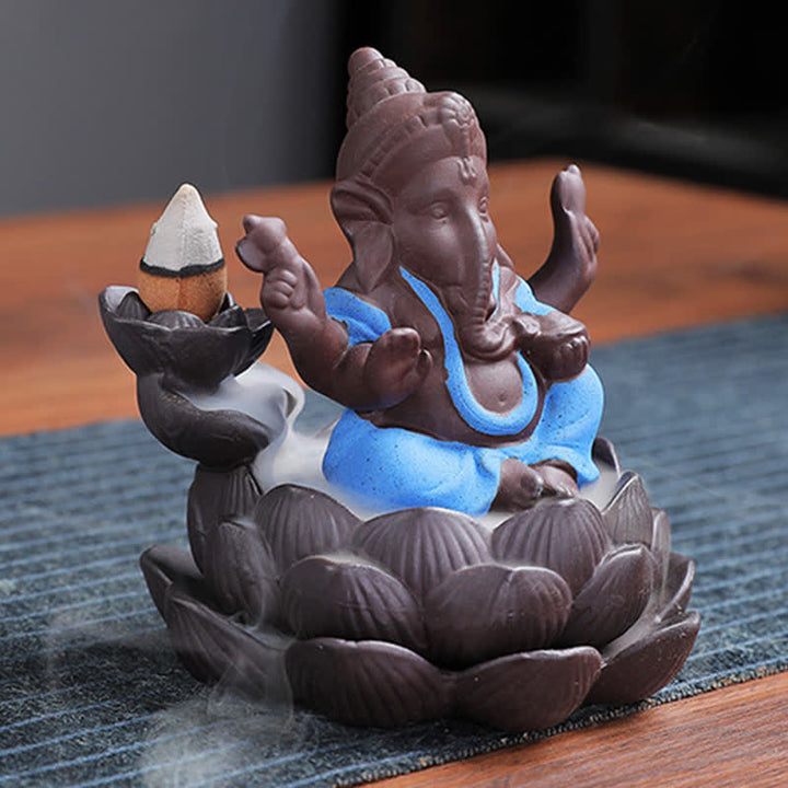 Ganesh Elephant Purple Clay Fontanna dymna z filtrem zwrotnym Ochrona kadzideł