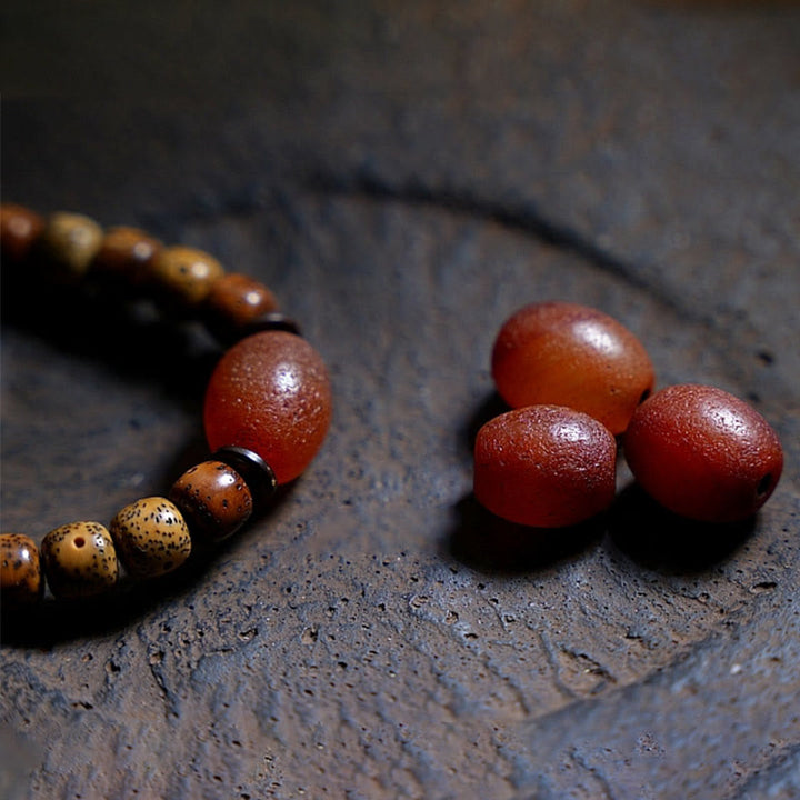 Buddha Stones Tybetańskie Nasiona Bodhi Bursztyn Dzi Koralik Agat Zakiram Bogini Bogactwa Koraliki Bransoletka Potrójnie Owijana