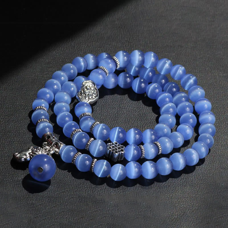 Bransoletka z potrójnym owinięciem w kocie oko PiXiu z Buddha Stones